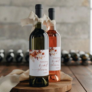 Rostiger Burgunder-Braun Floral Blumen-Brautjungfe Weinetikett