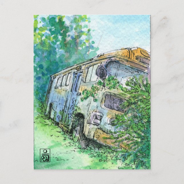 Rostiger Bus Postkarte (Vorderseite)