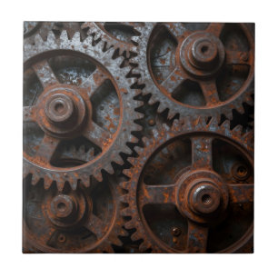 Rostiger Industriemechanismus Fliese