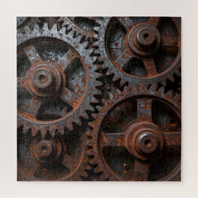 Rostiger Industriemechanismus Puzzle (Vertikal)