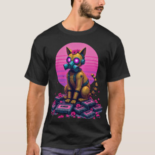 Rostiger Roboter-Katz-Kassette-Dampf-Wellen-Postap T-Shirt