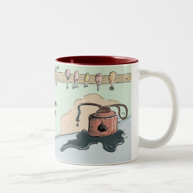 Rostiger Roboter Zweifarbige Tasse (Rechts)