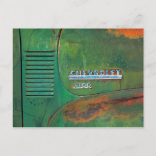 Rostiger Vintage-grüner LKW Seite Postkarte