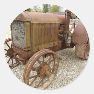 Rostiger Vintager Traktor Runder Aufkleber