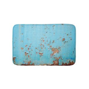 Rostiges blaues Metall: Texturierte Wand. Badematte