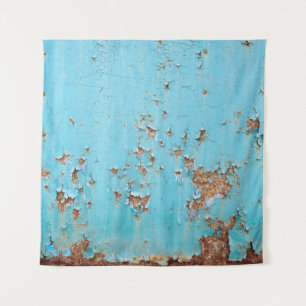 Rostiges blaues Metall: Texturierte Wand. Wandteppich