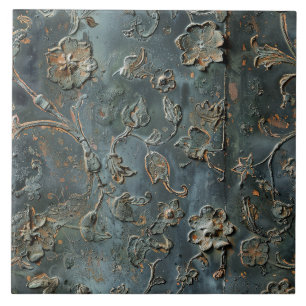 Rostiges Metall Antik Blumenmuster Fliese
