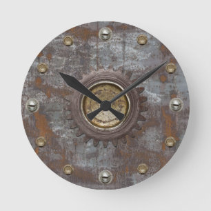 Rostiges Metall Steampunk Vintage Alt Runde Wanduhr