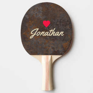Rostiges Metallblech Vintage Herz Signatur Tischtennis Schläger