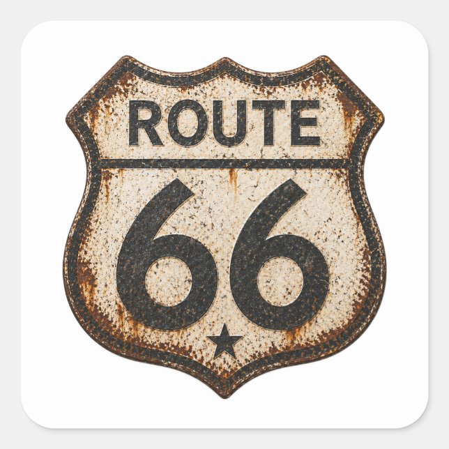 Rostiges Route 66 Vintage-Highway-Schild Sticker (Vorderseite)