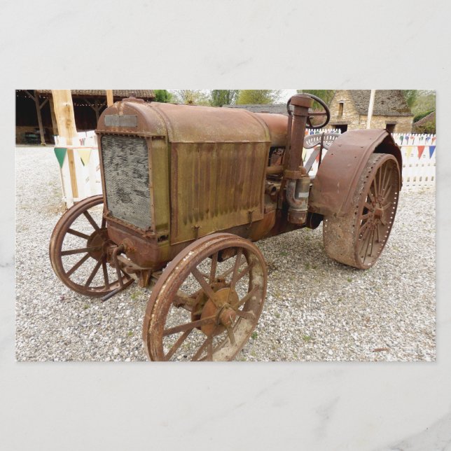 Rostiges Vintages Traktorbriefpapier Briefpapier (Vorderseite)