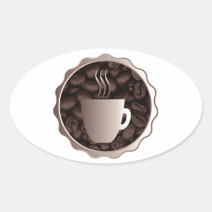 Röstkaffee-Zeichen Ovaler Aufkleber