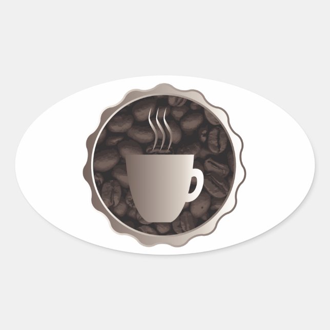 Röstkaffee-Zeichen Ovaler Aufkleber (Vorderseite)