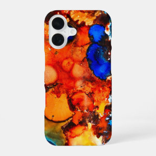 Rostorange abstrakte Kunst-Tinte iPhone 16 Hülle