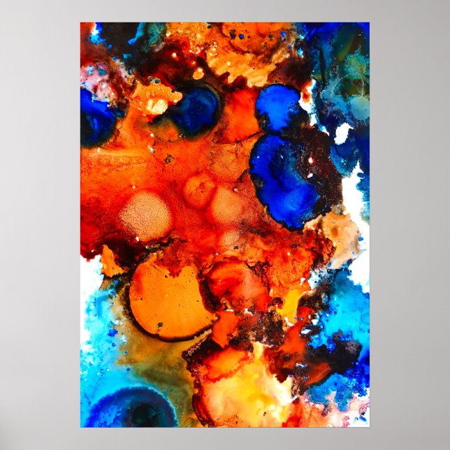 Rostorange abstrakte Kunstfarbe Poster (Vorne)