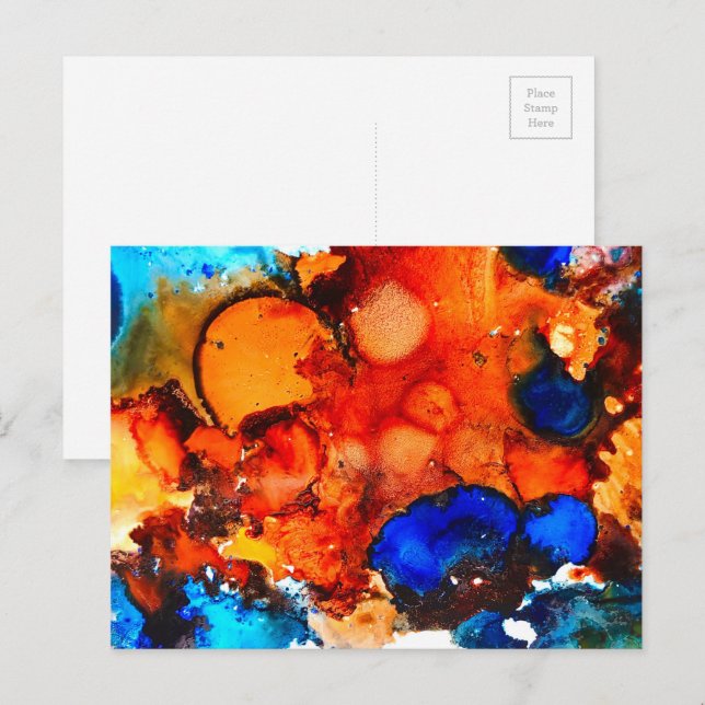 Rostorange abstrakte Kunstfarbe Postkarte (Vorne/Hinten)