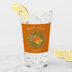 Rostorange Hochzeit Vintage Blumen Glas