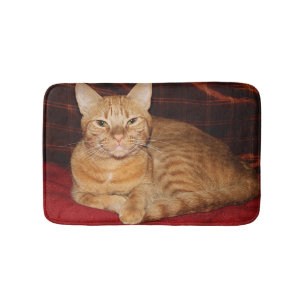 Rostorange Tabby-Katzen-Lächeln Badematte