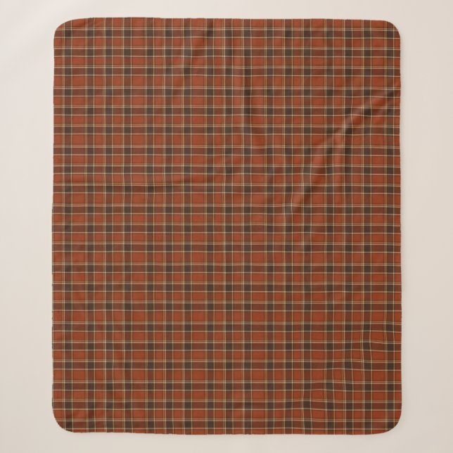 Rostorange- und Braunkaro-Karomuster  Sherpadecke (Vorderseite)