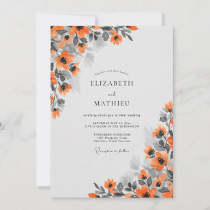 Rostorangen elegante herbstliche Hochzeit Einladung