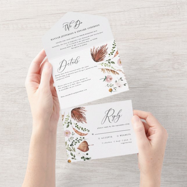 Rostrost terracotta florrosa Chic All In One Einladung (Abreißen)