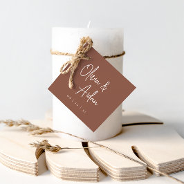 Rostrot | Moderne handgeschriebene Hochzeit Geschenkanhänger