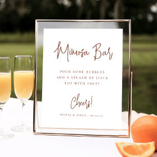 Rostrot Modernes handgeschriebenes Script Mimosa Poster