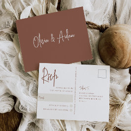Rostrot | Modernes handgeschriebenes SkriptWedding Postkarte
