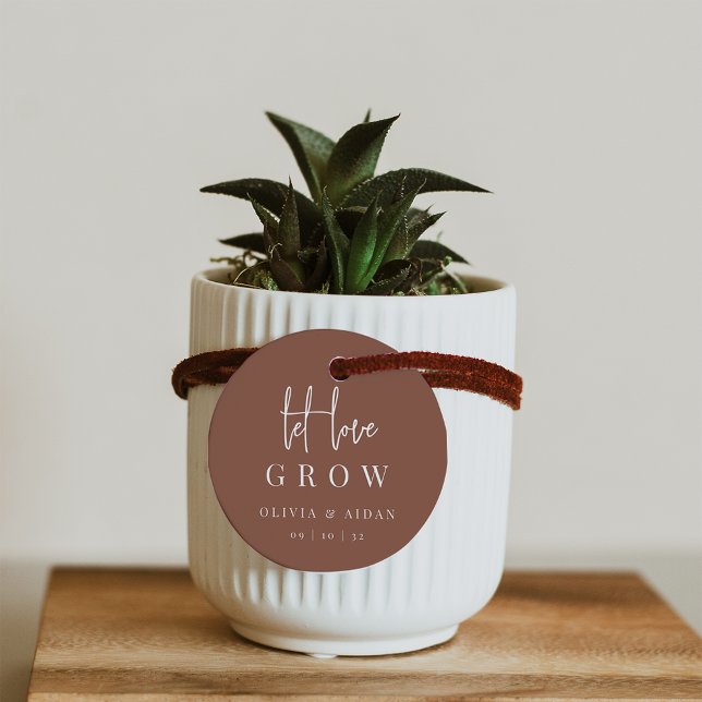Rostrot | Modernes Skript Gelassen Liebe Grow Seed Geschenkanhänger (Von Creator hochgeladen)