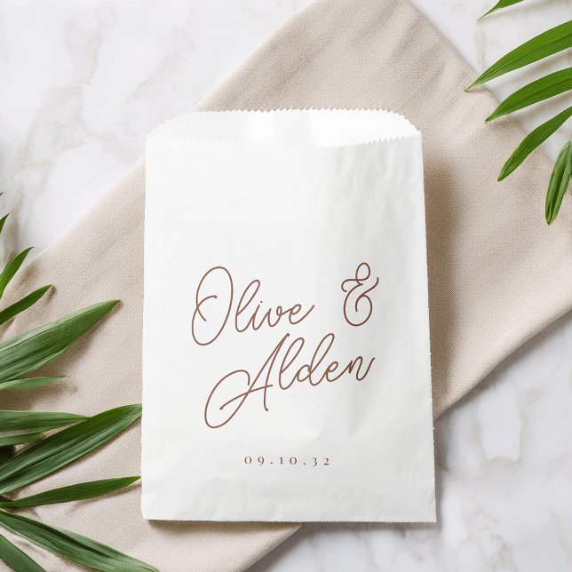Rostrot | Oversized Script Names Wedding Geschenktütchen (Von Creator hochgeladen)