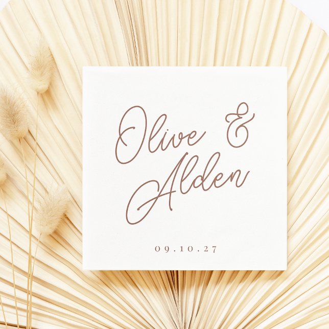 Rostrot | Oversized Script Names Wedding Serviette (Von Creator hochgeladen)