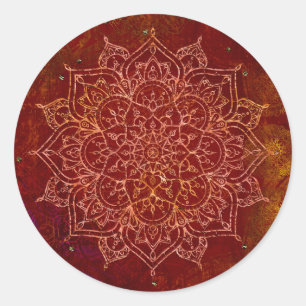 Rostroter Mandala Gold Glam Modern Chic Runder Aufkleber