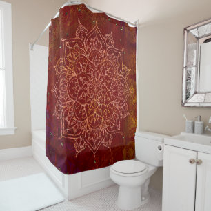 Rostroter Mandala-Gold-Glamour Moderner Chic Duschvorhang