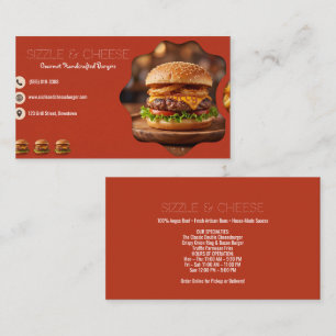 Rostrotes Gourmet-Cheeseburger-Wellenfoto Visitenkarte