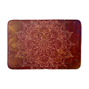 Rostrotes Mandala-Gold Glamour Modern Chic Badematte