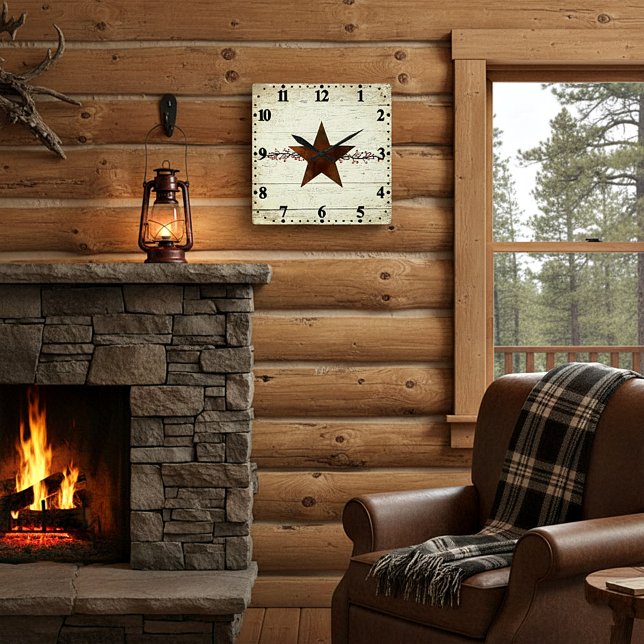 Roststar und Beeren Quadratische Wanduhr (Von Creator hochgeladen)