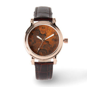Rosttextur Grunge Hintergrund Metalldesign Armbanduhr