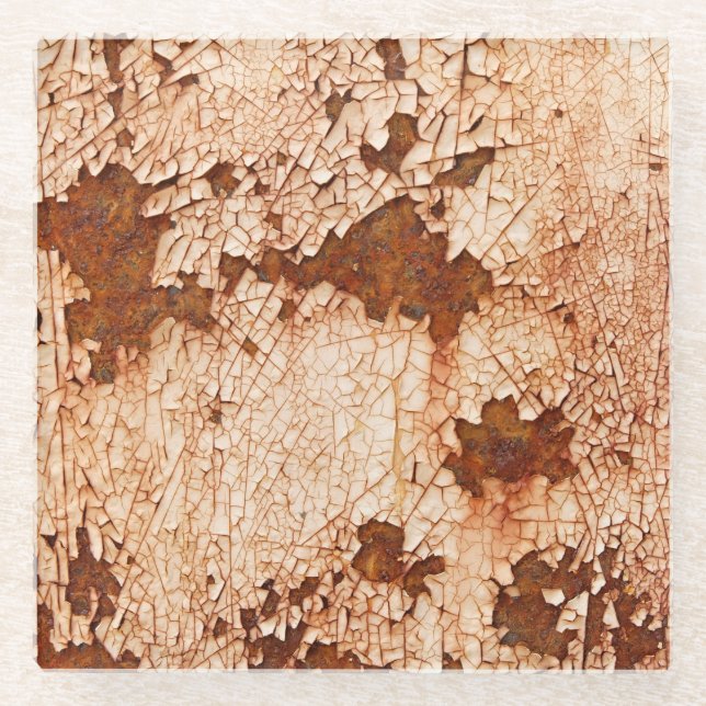 Rosttexturen: verwitterter Oberflächenhintergrund. Glasuntersetzer (Vorderseite)
