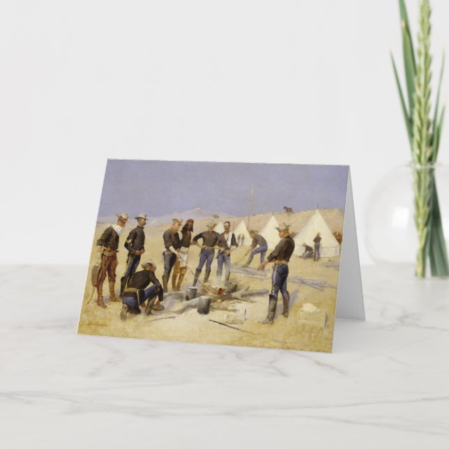 Röstung des Weihnachtsrindfleisches in einem Feiertagskarte (Vorderseite)