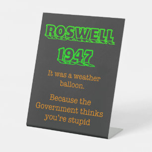 Roswell 1947 UFO Wetterballon Sockelschild
