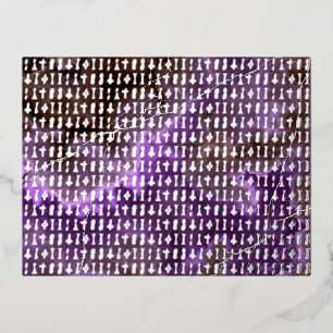 Roswell Alien Alphabet Silber - Folien Feiertagspostkarte