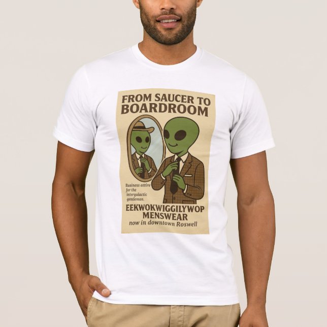 Roswell Außerirdischen Menswear Retro T-Shirt (Vorderseite)