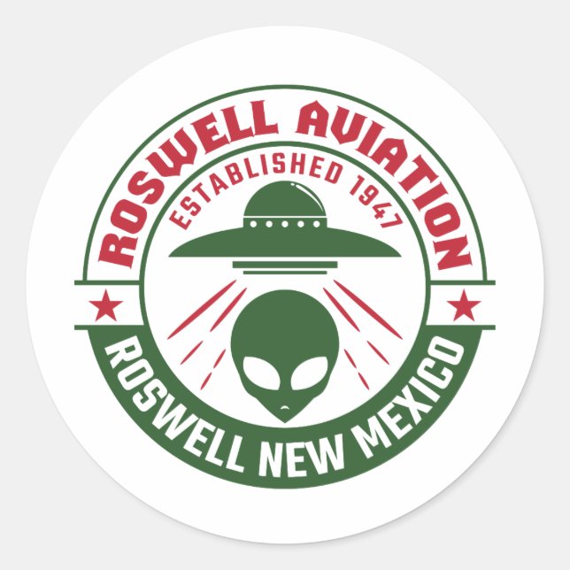 Roswell Aviation wurde 1947 gegründet Runder Aufkleber (Vorderseite)