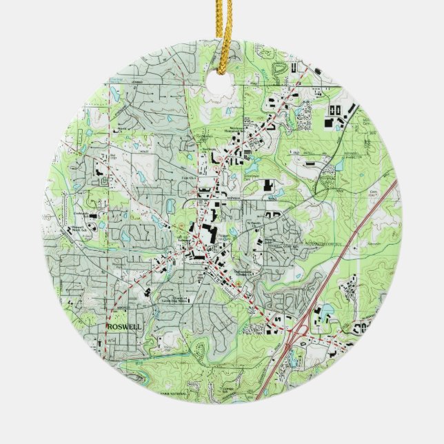 Roswell Georgia Map (1992) Keramik Ornament (Vorne)