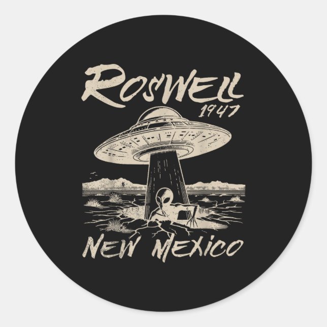 Roswell New Mexico 1947 Alien Abduction Ufo Crash  Runder Aufkleber (Vorderseite)