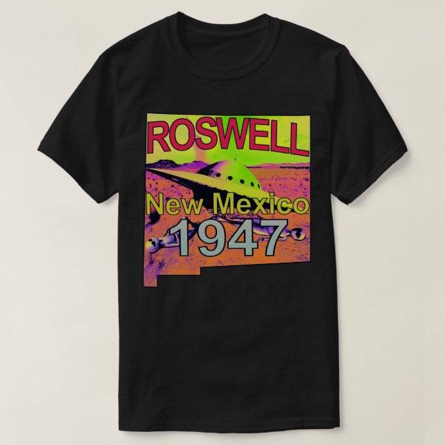 Roswell New Mexico 1947 Trippy Psychedelic Krawatt T-Shirt (Design vorne)