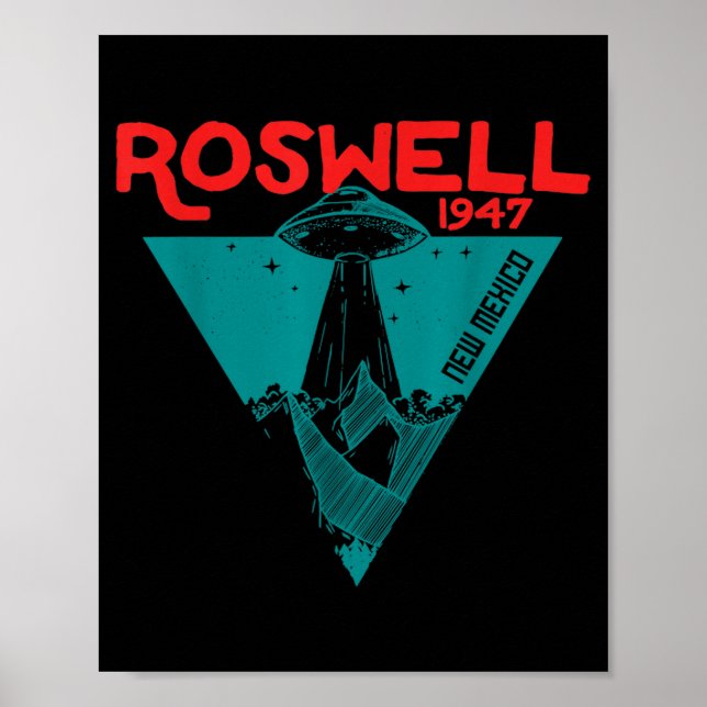 Roswell New Mexico 1947 Ufo Beam Flying Road Vinta Poster (Vorne)