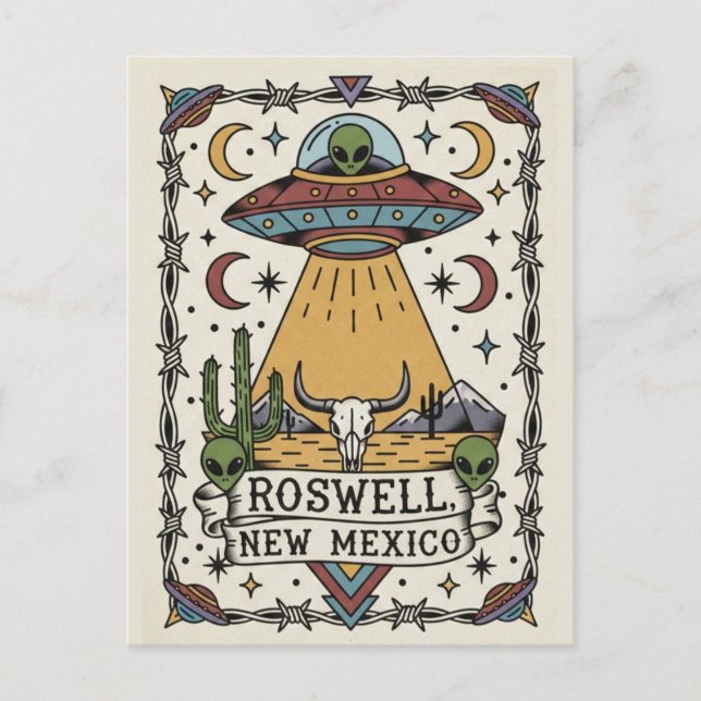 Roswell New Mexico Außerirdischer Postkarte (Vorderseite)