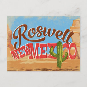 Roswell New Mexico Cartoon Wüste Vintage Travel Postkarte
