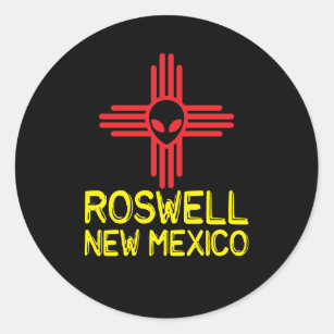 Roswell New Mexico Zia Alien Head Runder Aufkleber